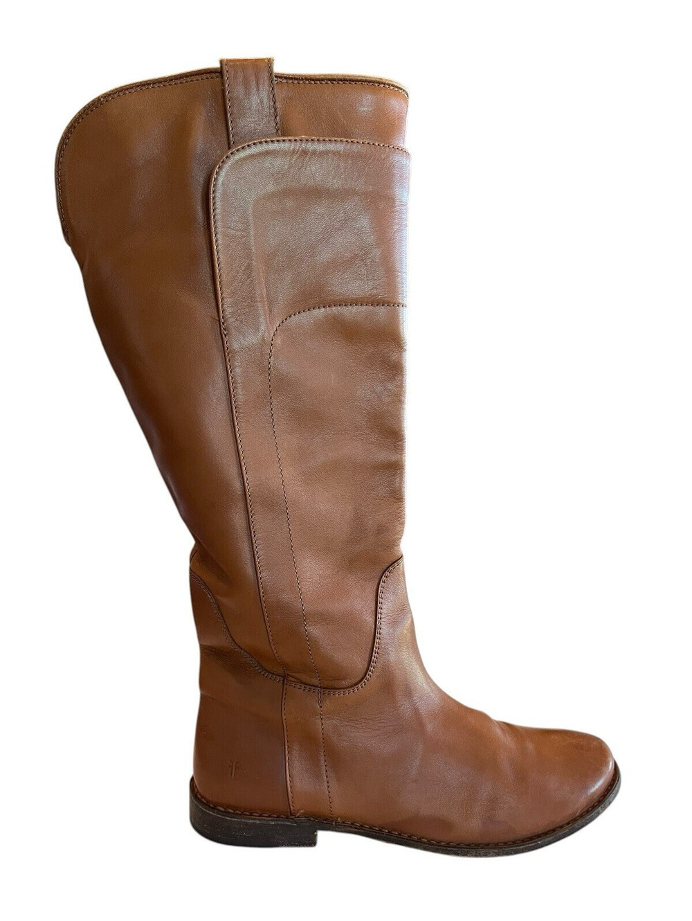 Frye Tall Riding Boot Paige Womens Sz 7.5 light Brown Leather full zip 3159.13